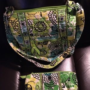 "Lime up". Vera Bradley crossbody bag and pouch.